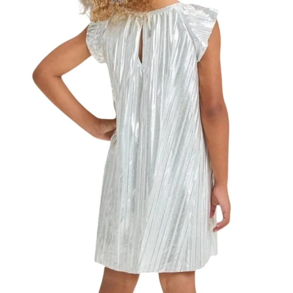 OshKosh B'gosh Silver Metallic Foil Pleated Dress 2T NWT Holiday